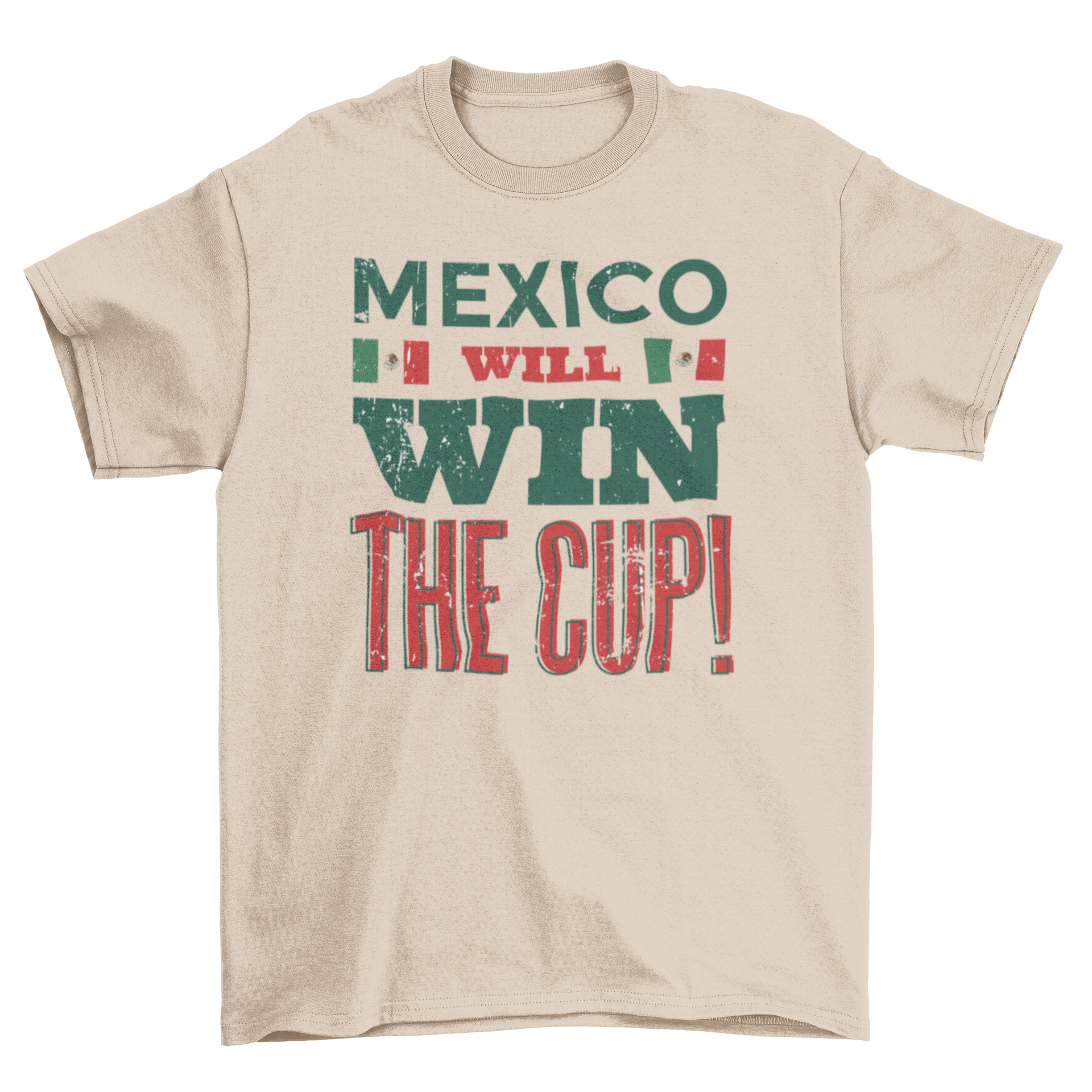 2018 Soccer Championship t-shirt with 'Mexico will win' quote, perfect for fans.